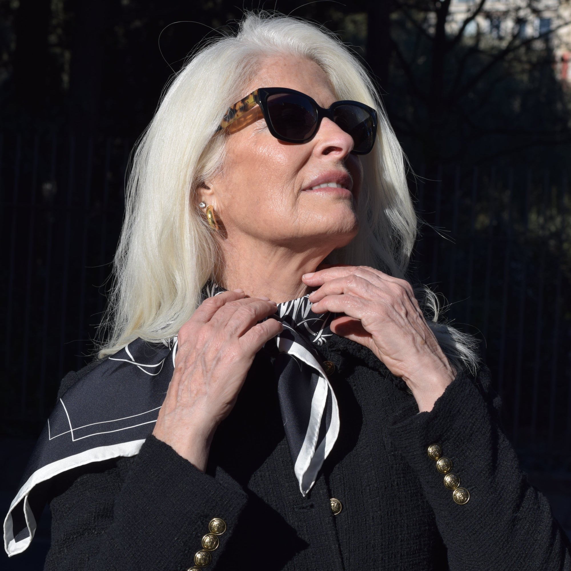 Pañuelo de Seda Encaje Blanco 70