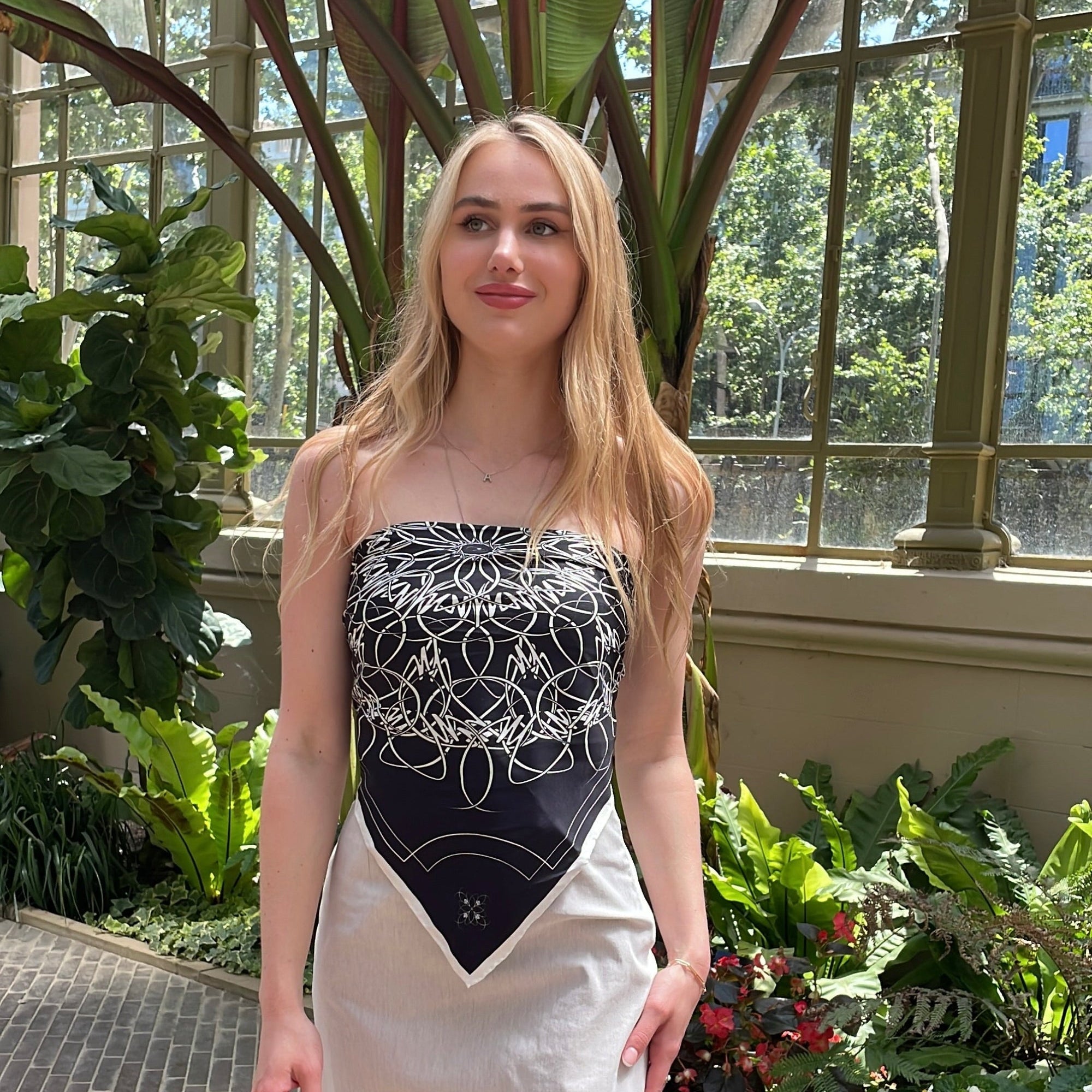 Pañuelo de Seda Encaje Blanco 70