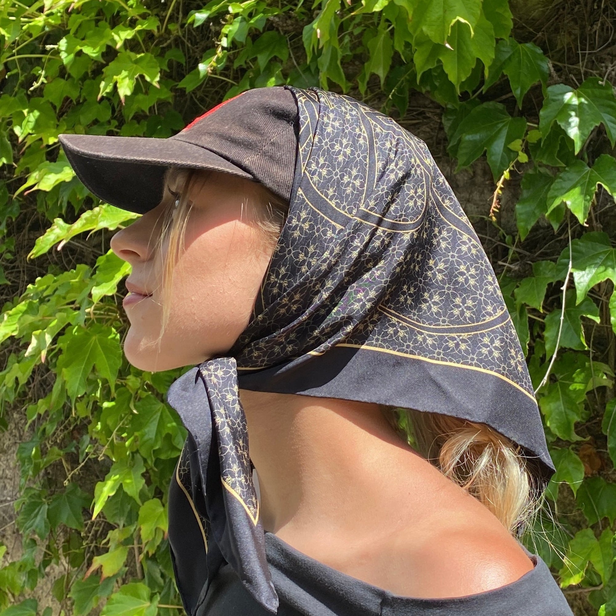 Silk Scarf with Golden Emblem 70
