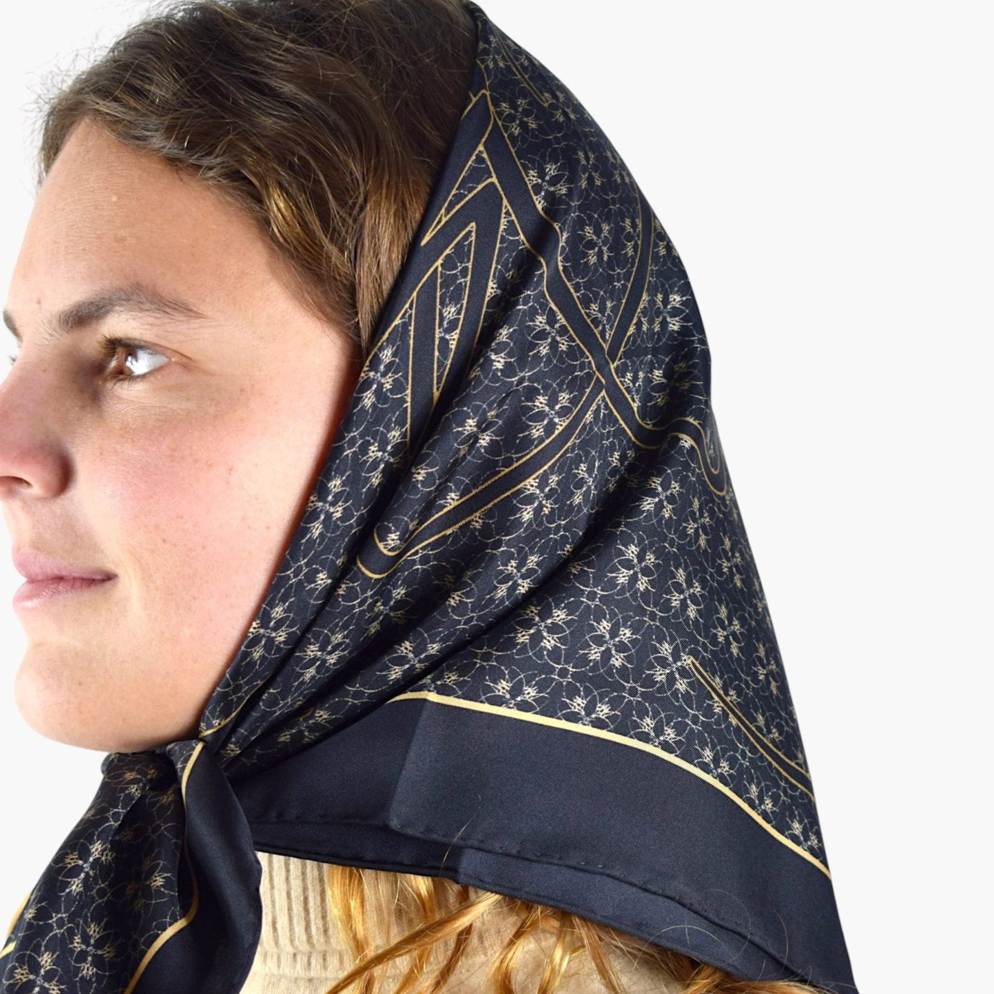 Silk Scarf with Golden Emblem 70