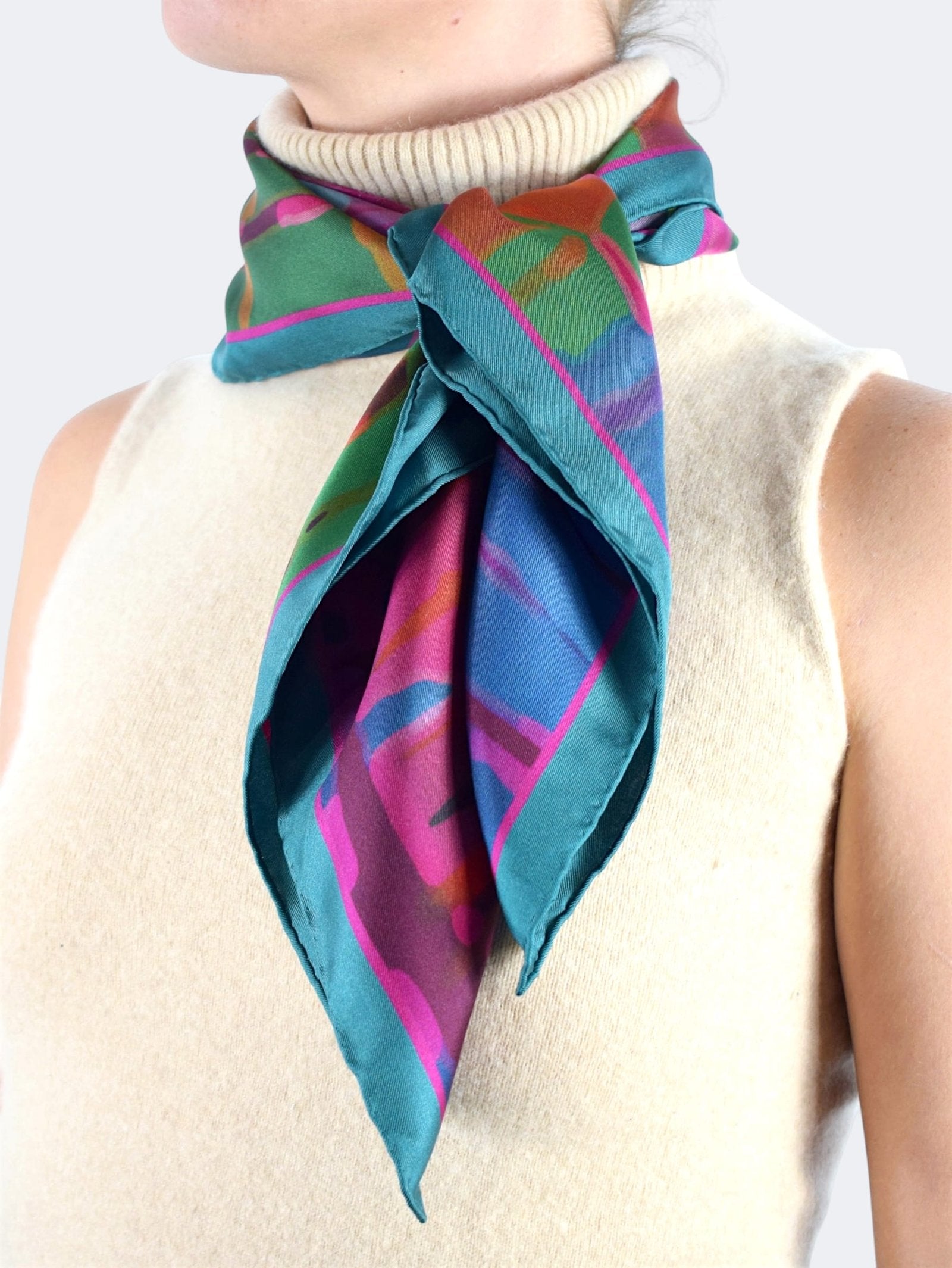 Colorful Spring Silk Scarf 70 cm