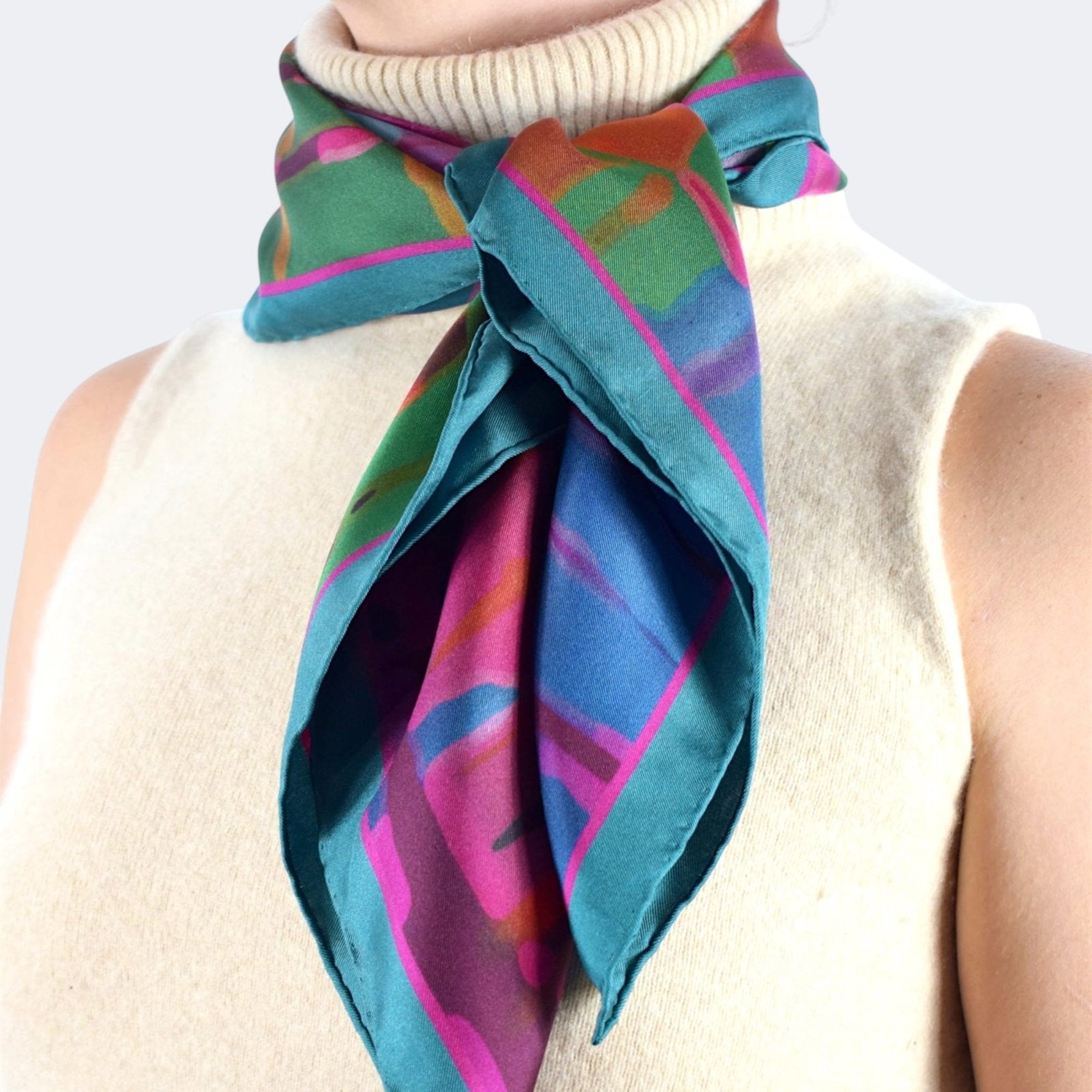 Colorful Spring Silk Scarf 70 cm