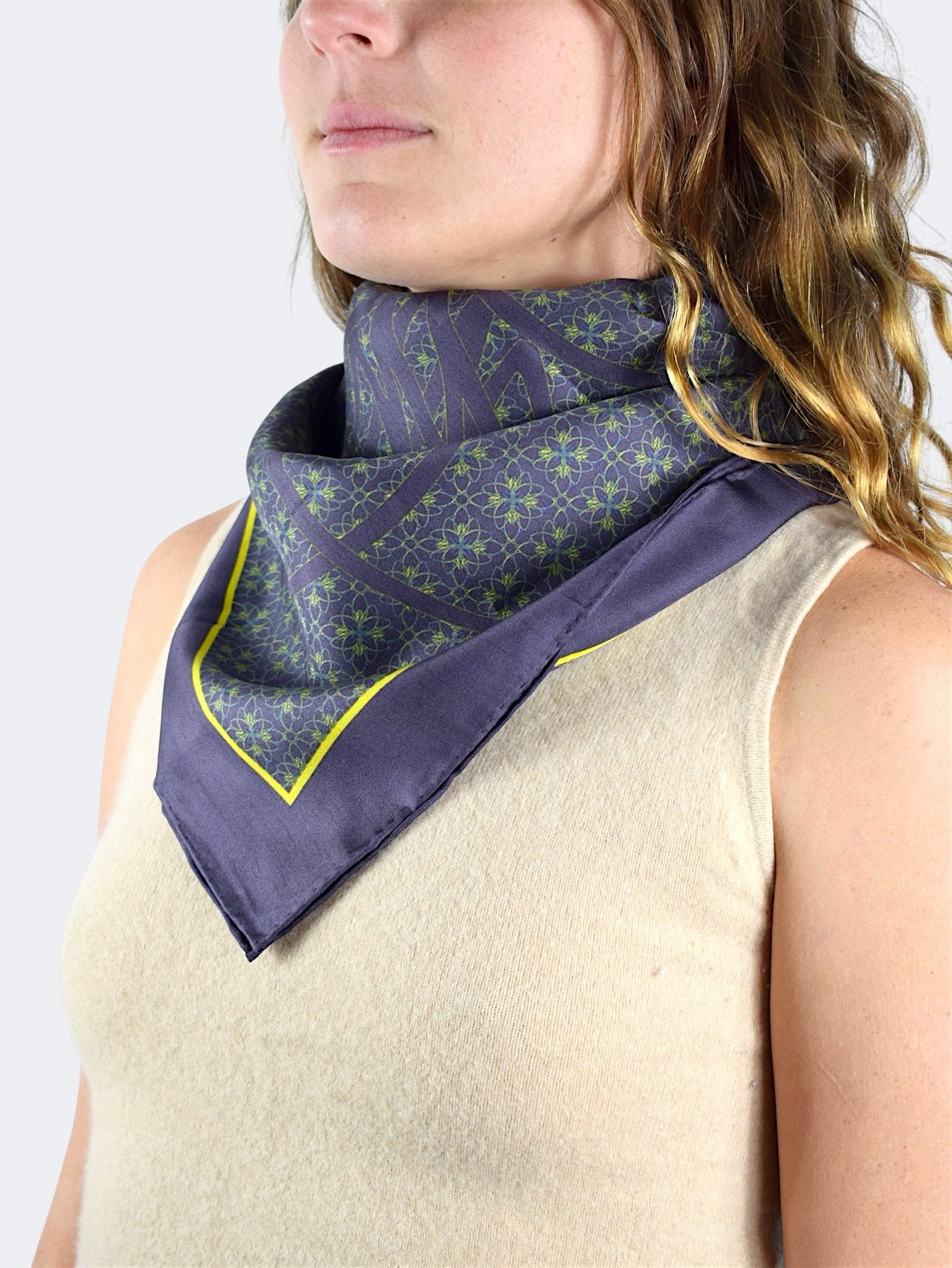 Blue Emblem Silk Scarf 70