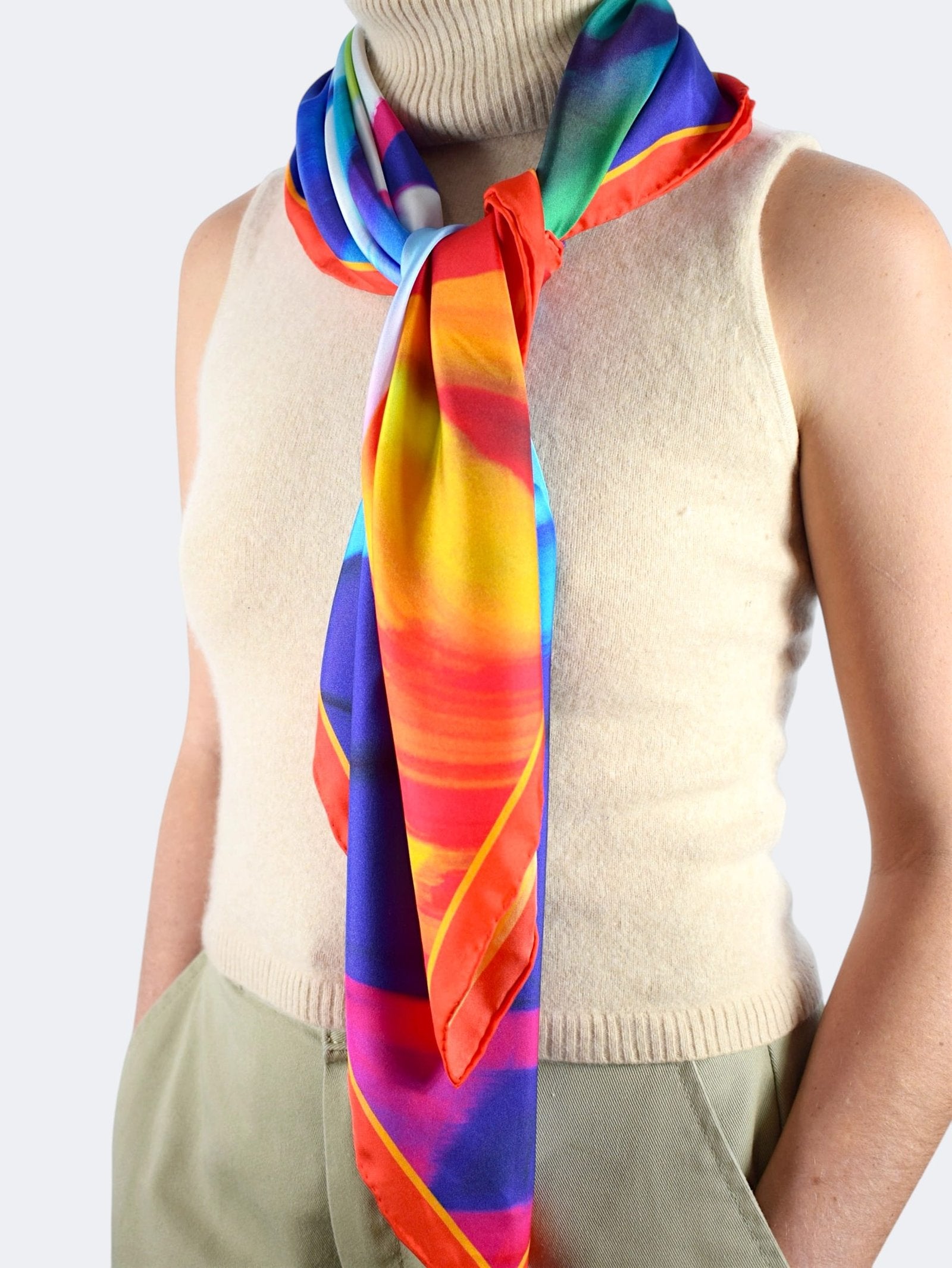 Happy Orange Silk Square Scarf