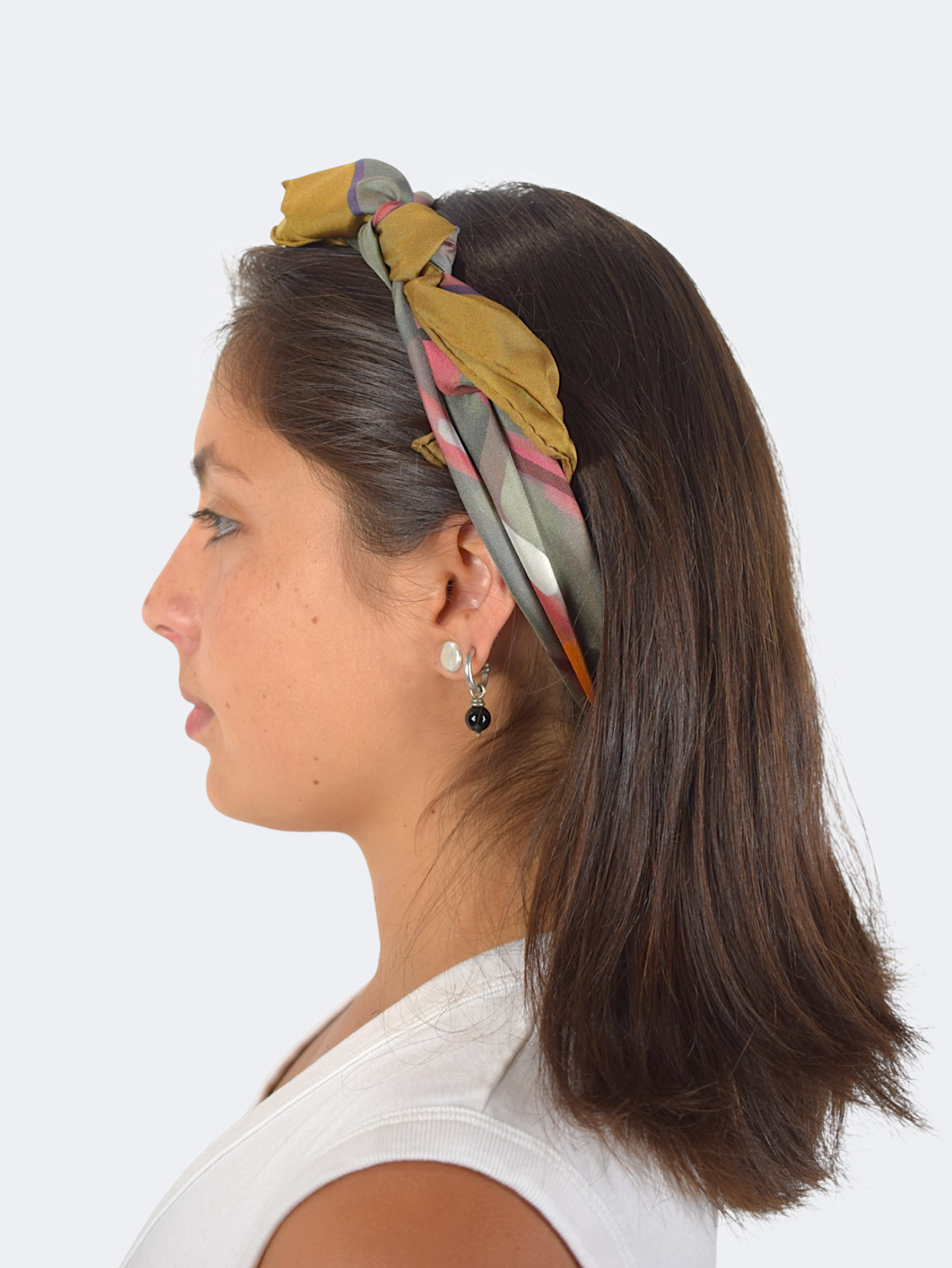 SILK SCARF FALL COLORS AS HAIRBAND