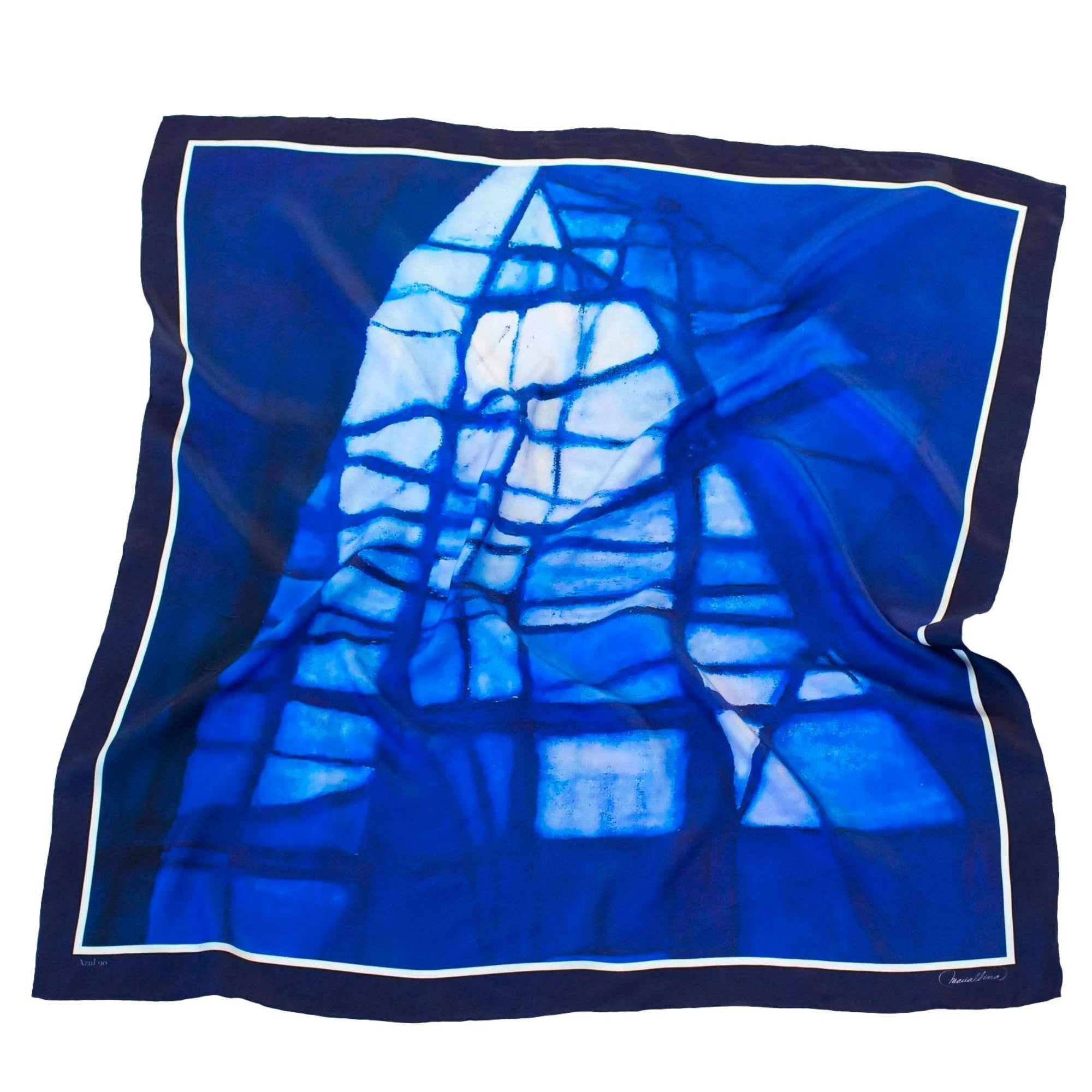 Pañuelo Carré de Seda Azul 90