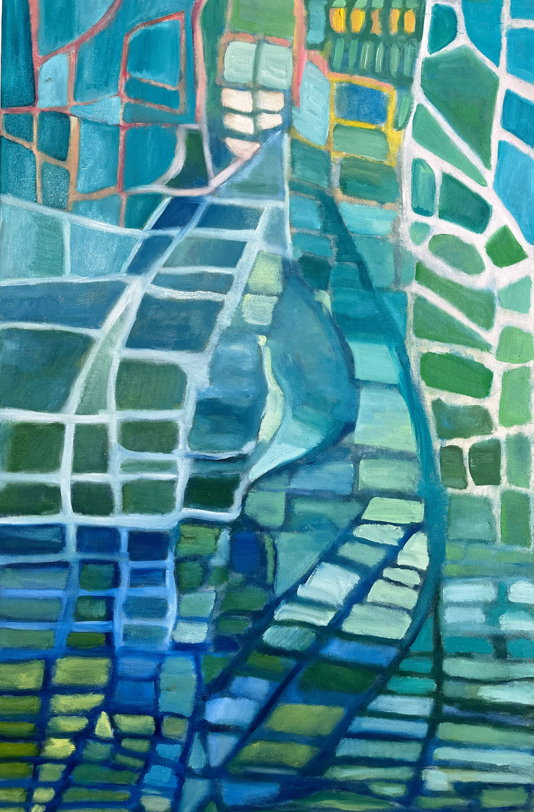 Pintura al óleo Ciudad Deconstruida, obra original de María Albina