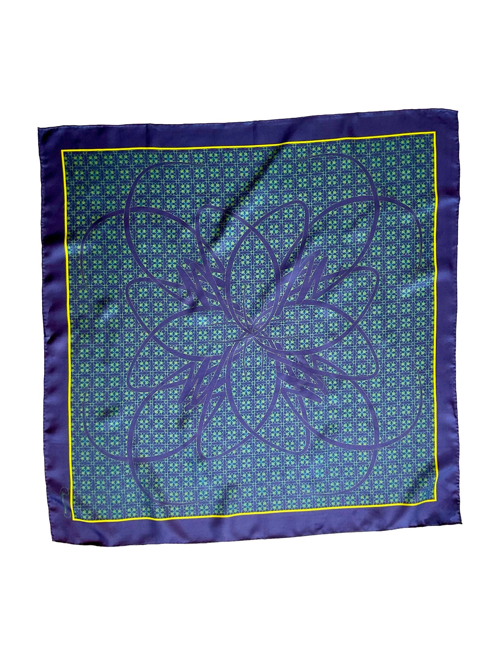 Blue Emblem Silk Scarf 70