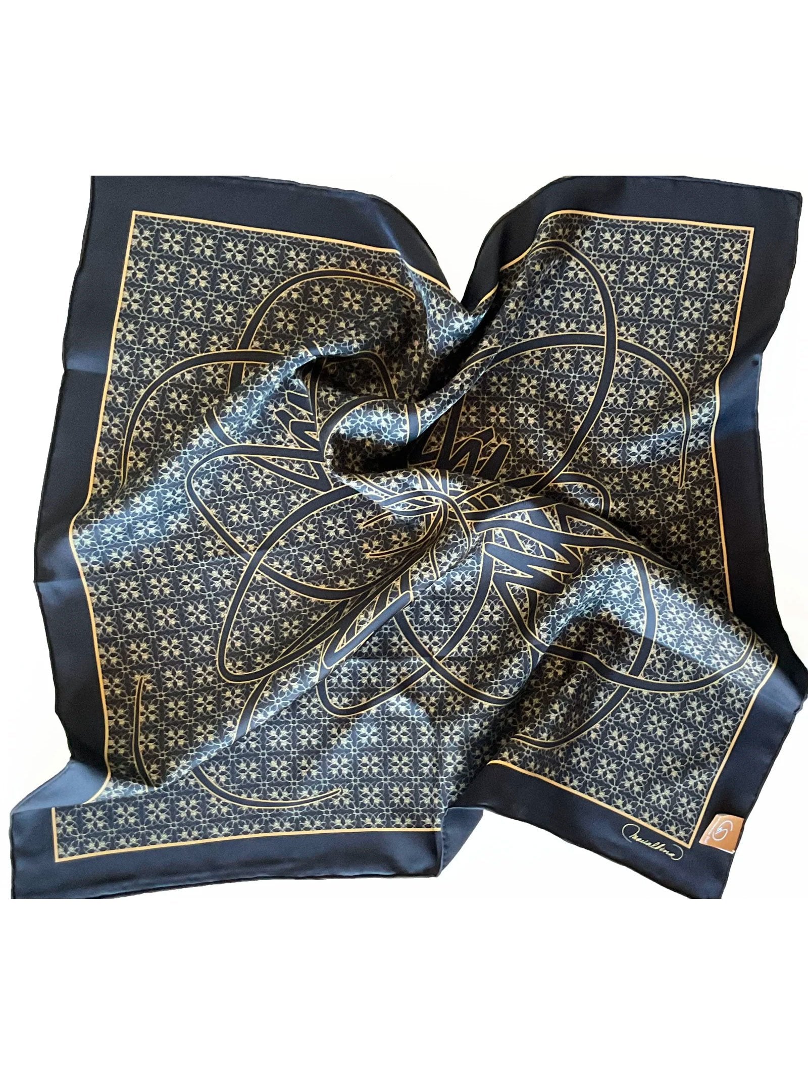 Pañuelo de Seda Emblema Dorado 70