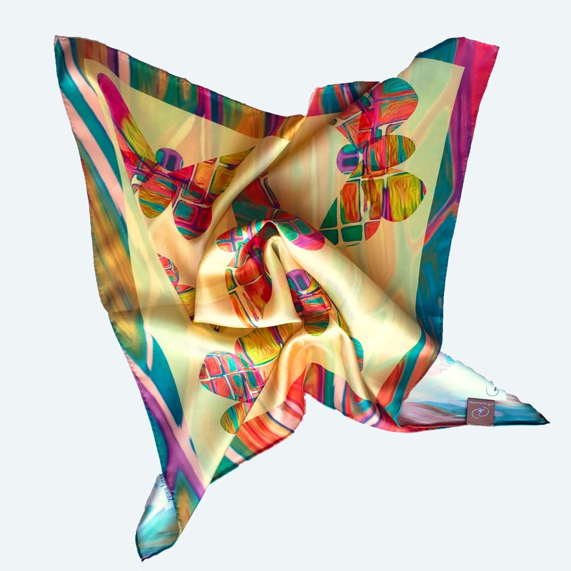 Bandana de Seda Moth 60 – Elegancia alegre con un toque de fantasía de mariposas en edición limitada.