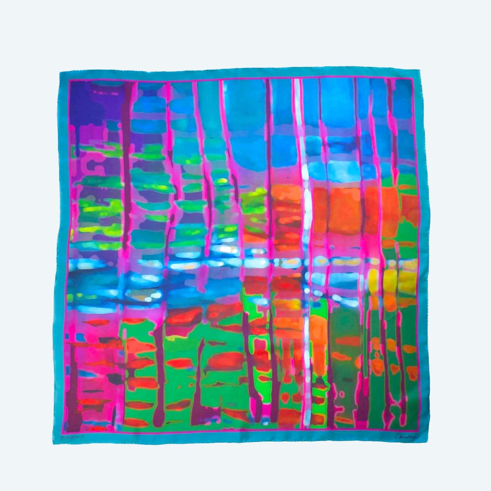 Pañuelo de Seda Primavera 70 – Elegancia Primaveral de la Colección Bosque Encantado Inspirada en La Cruz