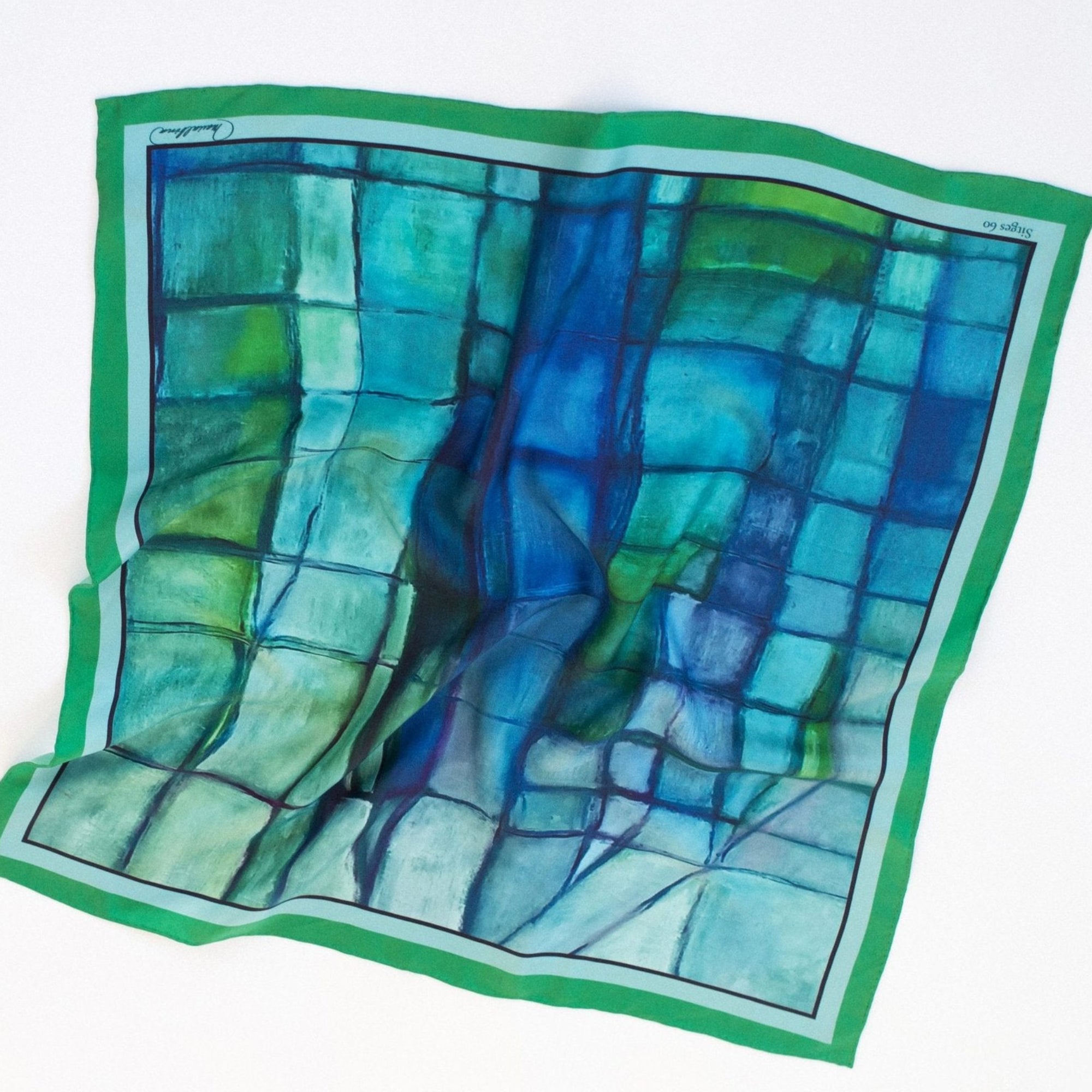 Pañuelo Azul verdoso inspirado en el mar mediterráneo
