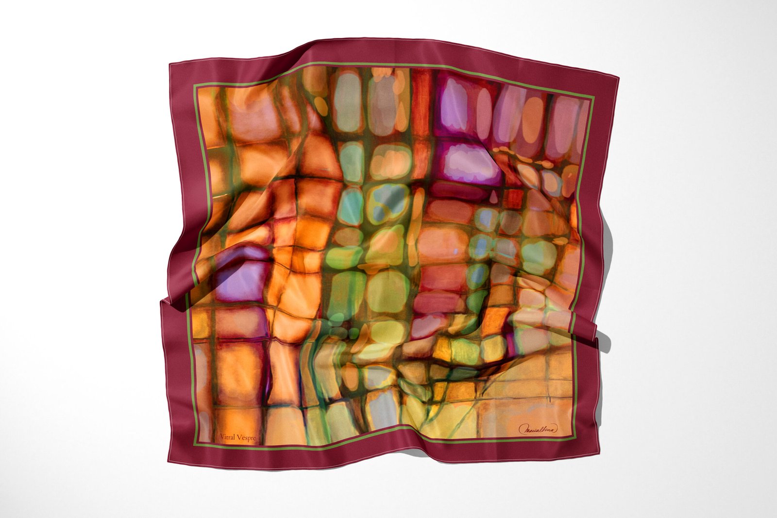“Vespre Stained Glass” Silk Handkerchief