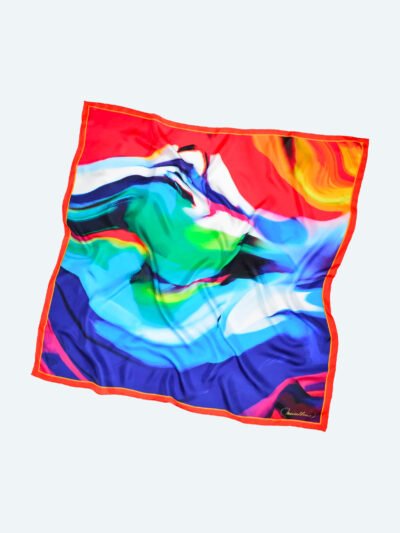 Silk Carré Scarf Happy Orange Happy Colorful Silk Scarf – Limited Edition Joy in Every Hue, Hand-Finished in Luxurious Silk