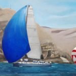 two sail boats in a regatta in Lima Peru