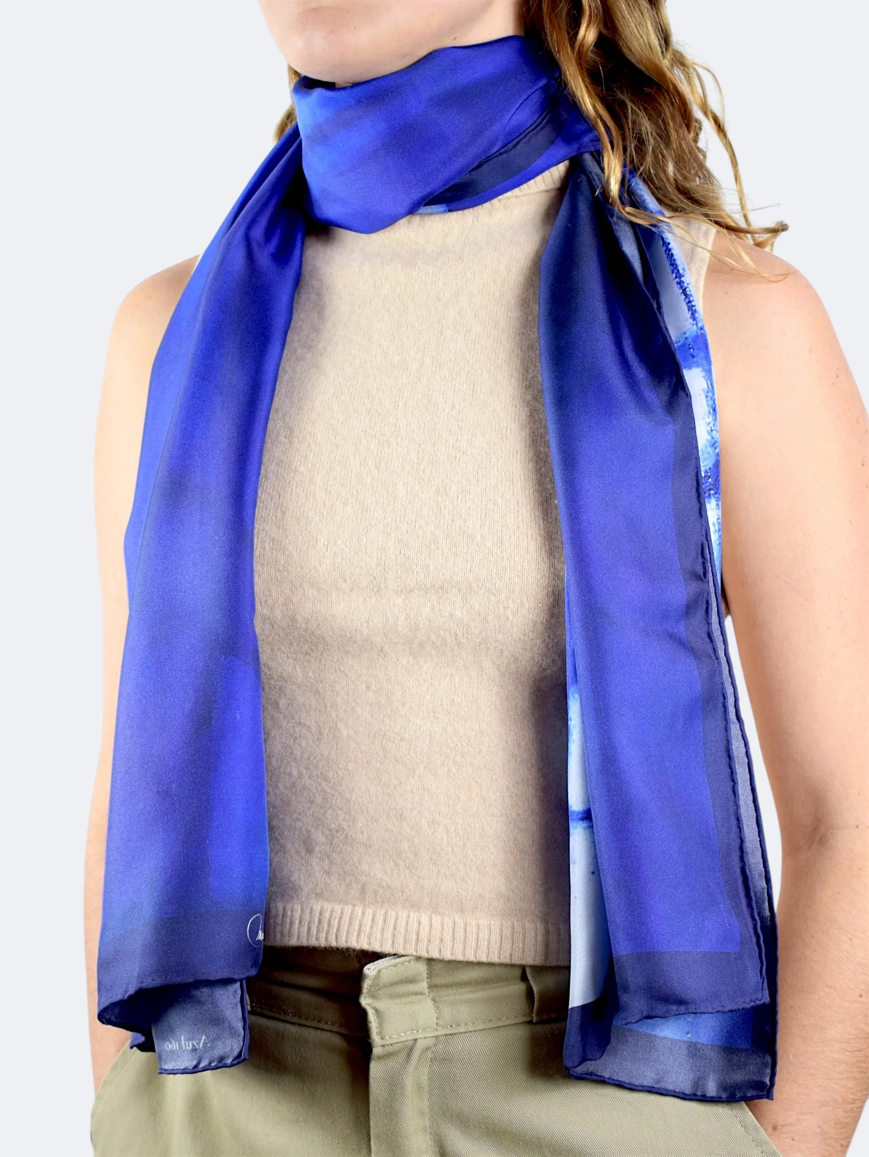 Abstract Blue Long Scarf Azul 160 (Peru) - Image 1